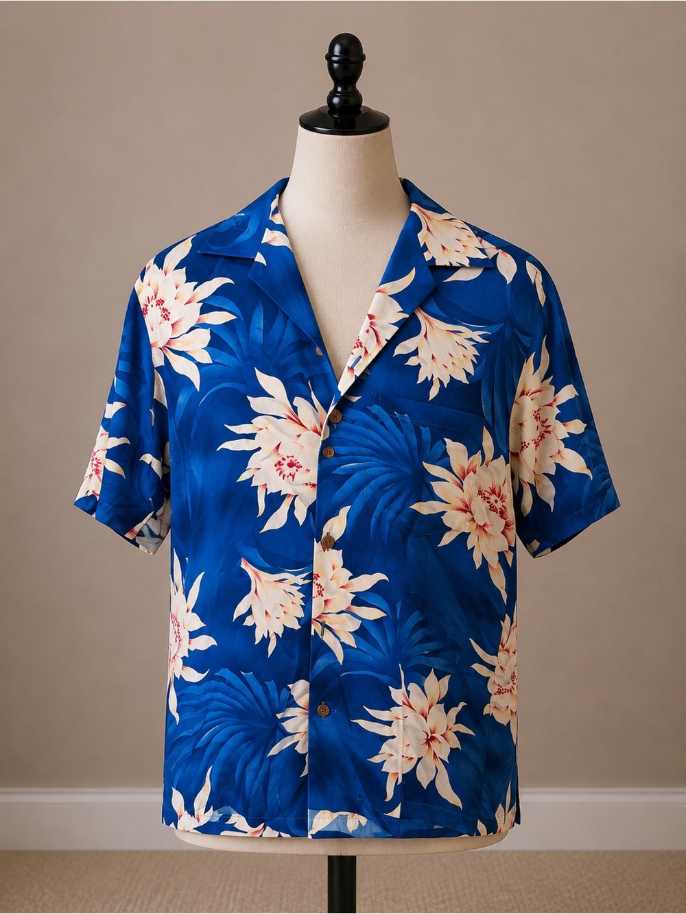 Blue Floral Short-Sleeve Camp Shirt